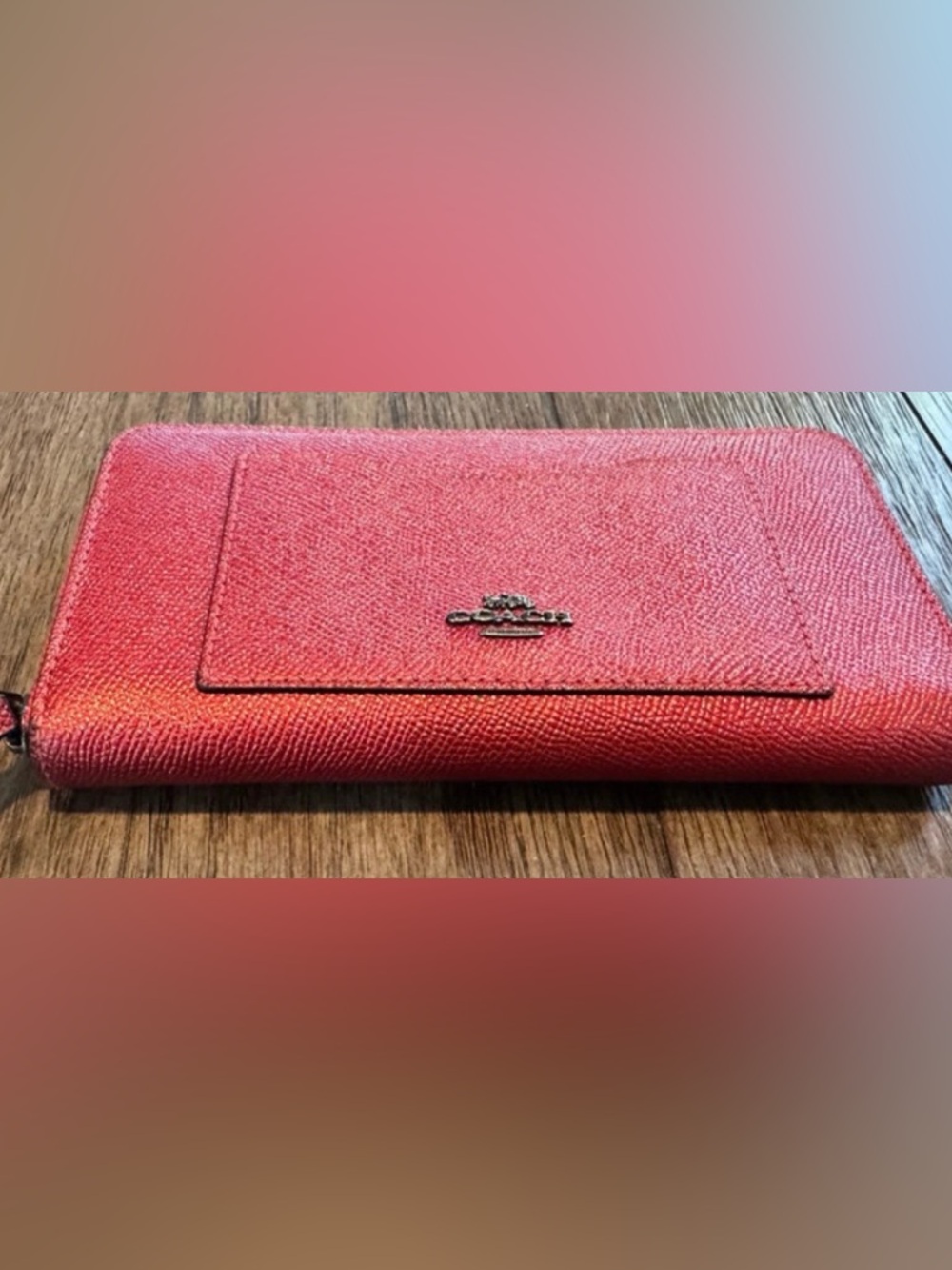 EUC Coach Crimson Red Leather Continental Wallet